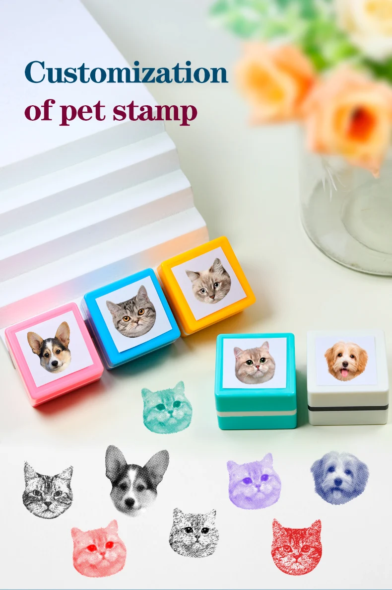 Custom-Made Pet Portrait Stamp DIY For Dog Figure Seal Personalized Cat Doggy Cuztomized Memento Chapter for Bookkeeping