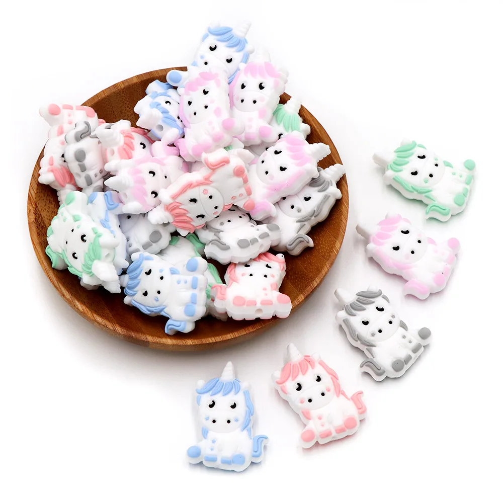 BOBO.BOX 10pcs Silicone Beads Animal Koala Raccoon Food Grade Baby Silicone Teething Toy BPA-Free DIY Pacifier Chain Accessories