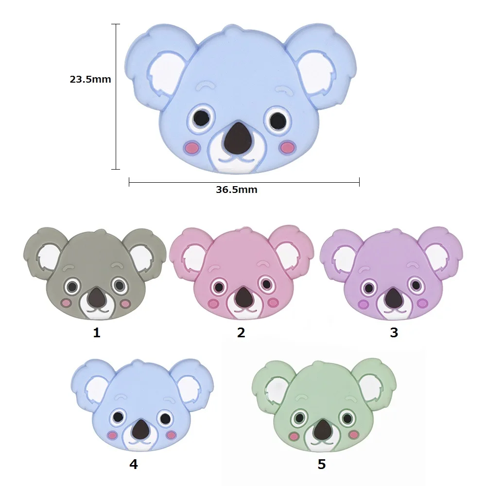 BOBO.BOX 10pcs Silicone Beads Animal Koala Raccoon Food Grade Baby Silicone Teething Toy BPA-Free DIY Pacifier Chain Accessories