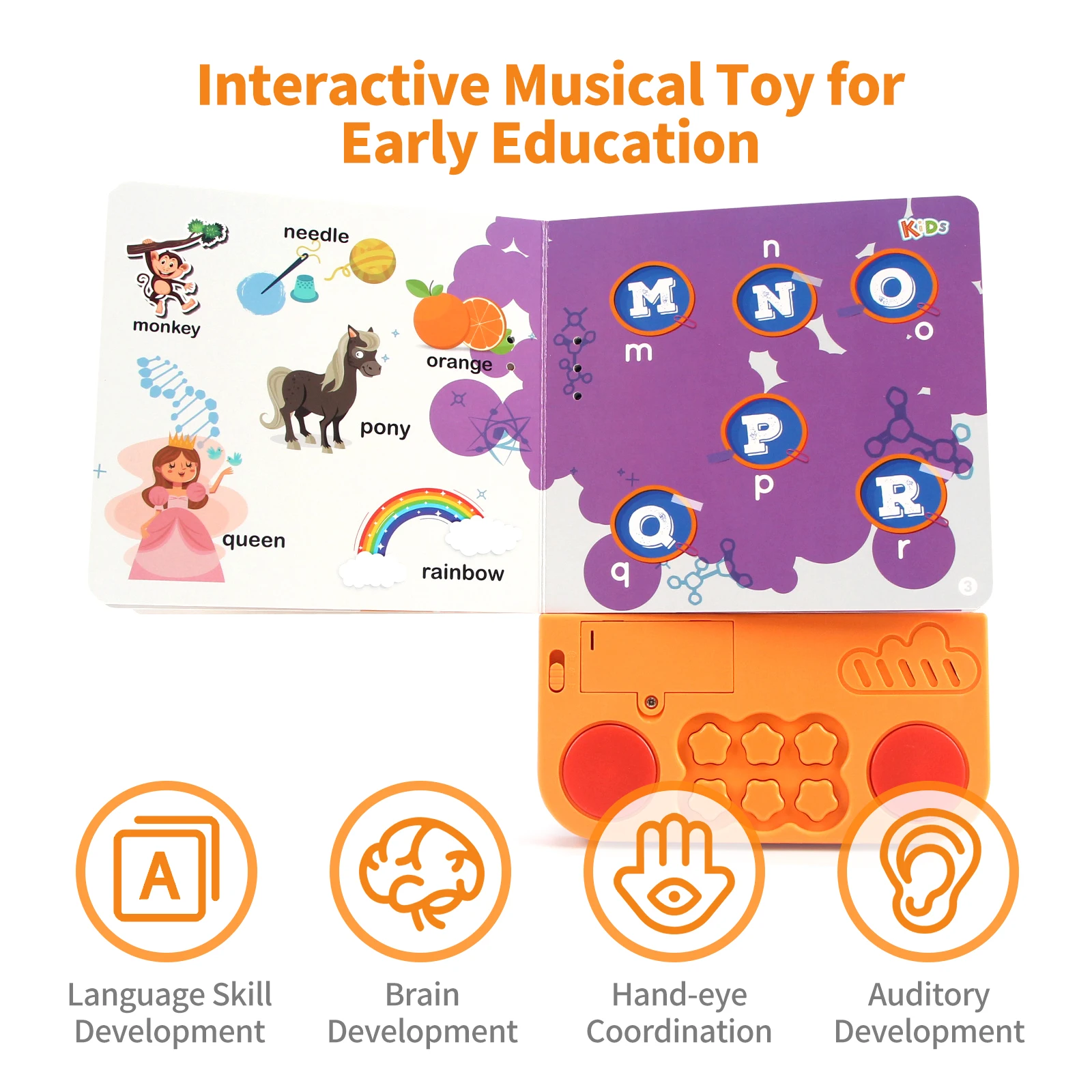 Kids Electronic Audio Books with Melody & Lights Drum Sounds Animals Cognitive Books Interactive Pre-school Educational Toys