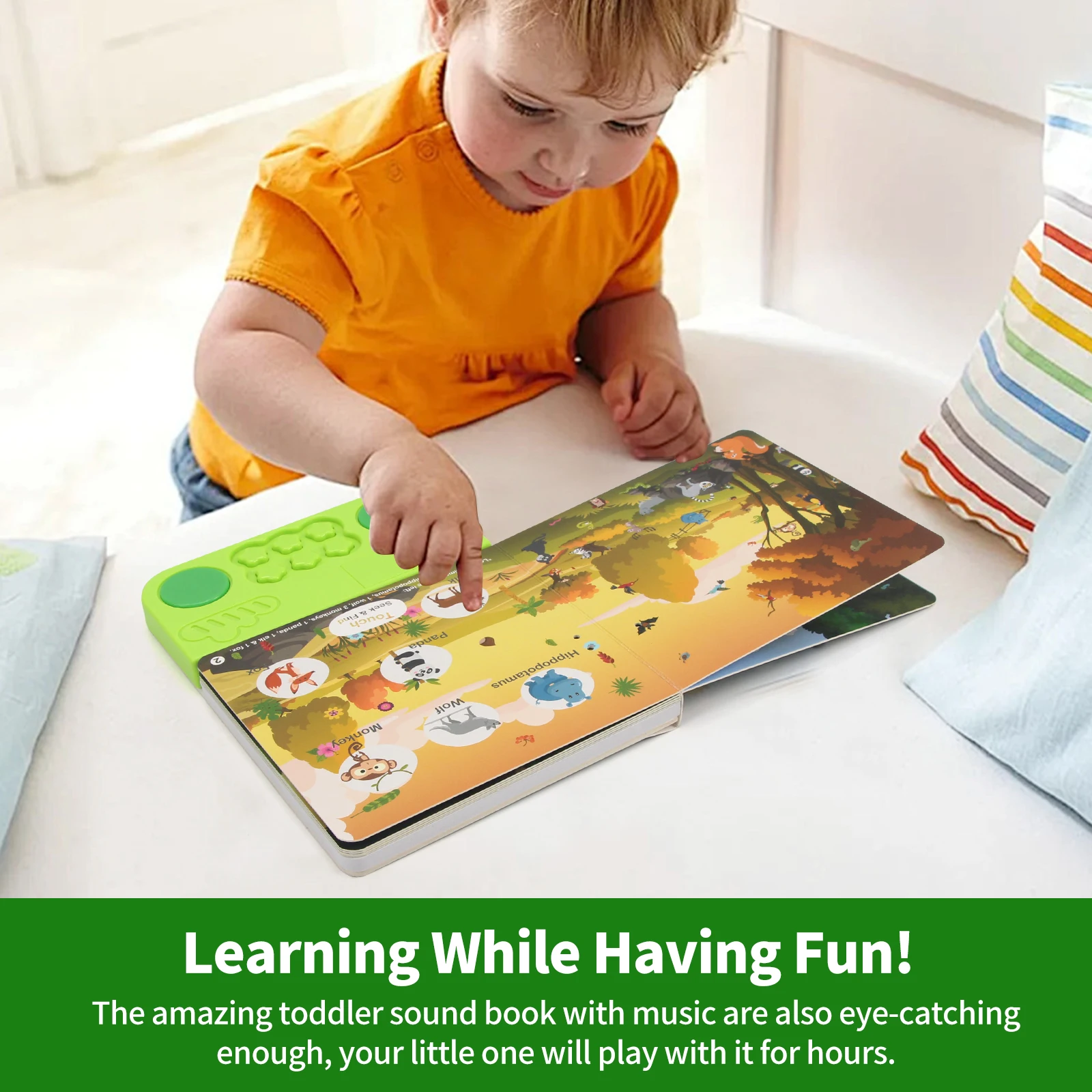 Kids Electronic Audio Books with Melody & Lights Drum Sounds Animals Cognitive Books Interactive Pre-school Educational Toys