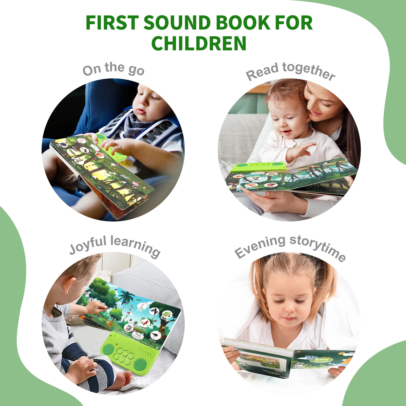 Kids Electronic Audio Books with Melody & Lights Drum Sounds Animals Cognitive Books Interactive Pre-school Educational Toys