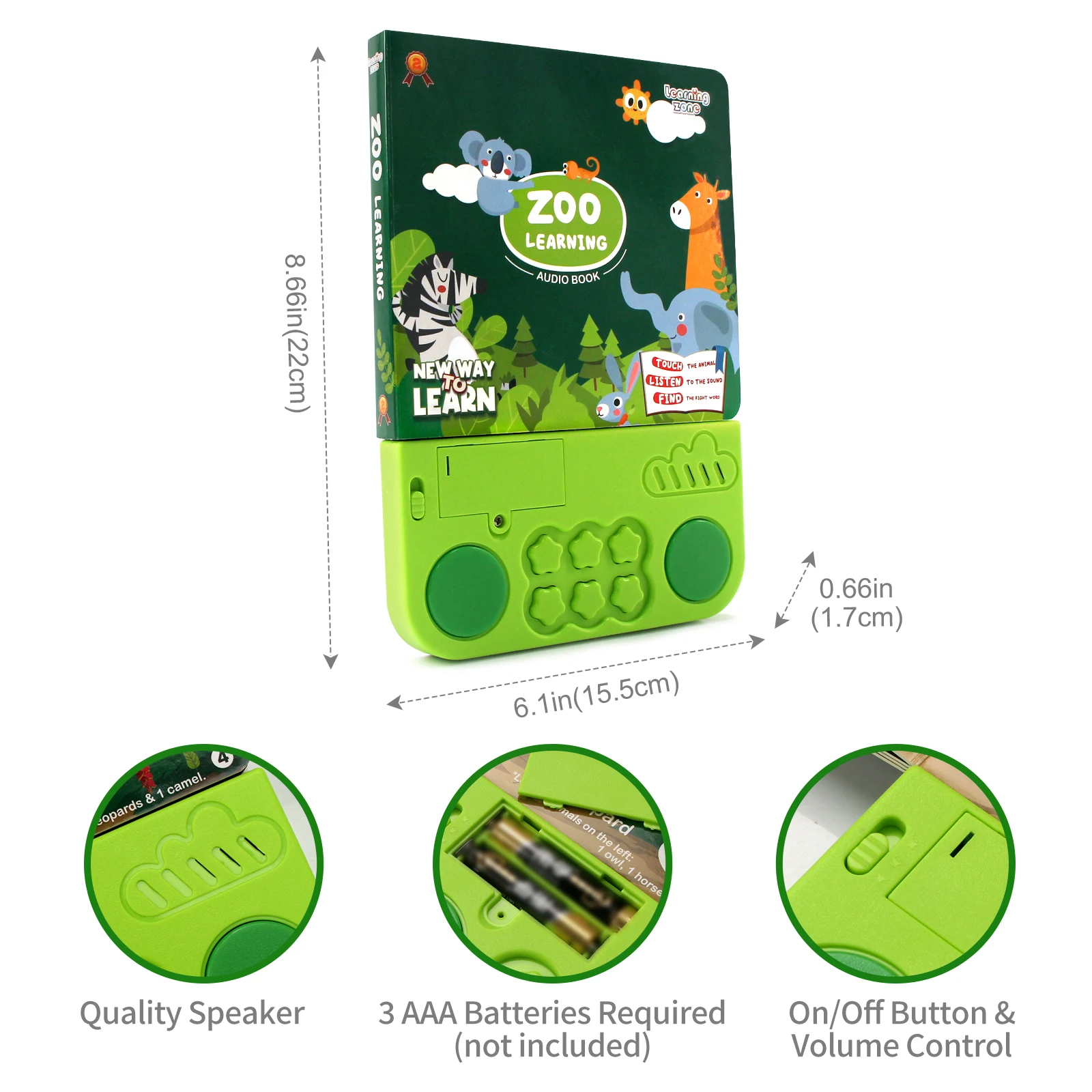 Kids Electronic Audio Books with Melody & Lights Drum Sounds Animals Cognitive Books Interactive Pre-school Educational Toys