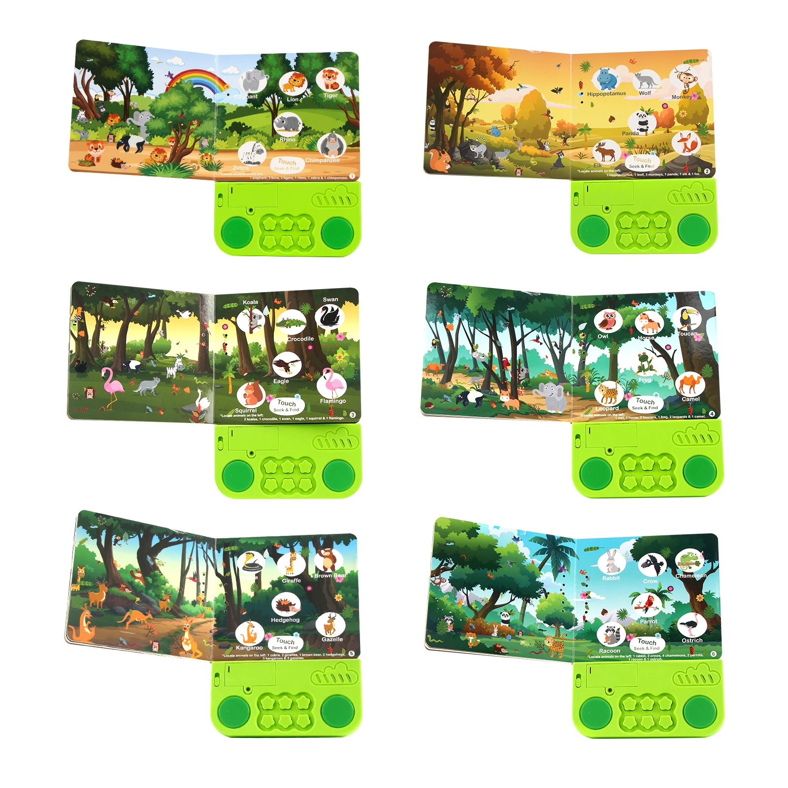 Kids Electronic Audio Books with Melody & Lights Drum Sounds Animals Cognitive Books Interactive Pre-school Educational Toys