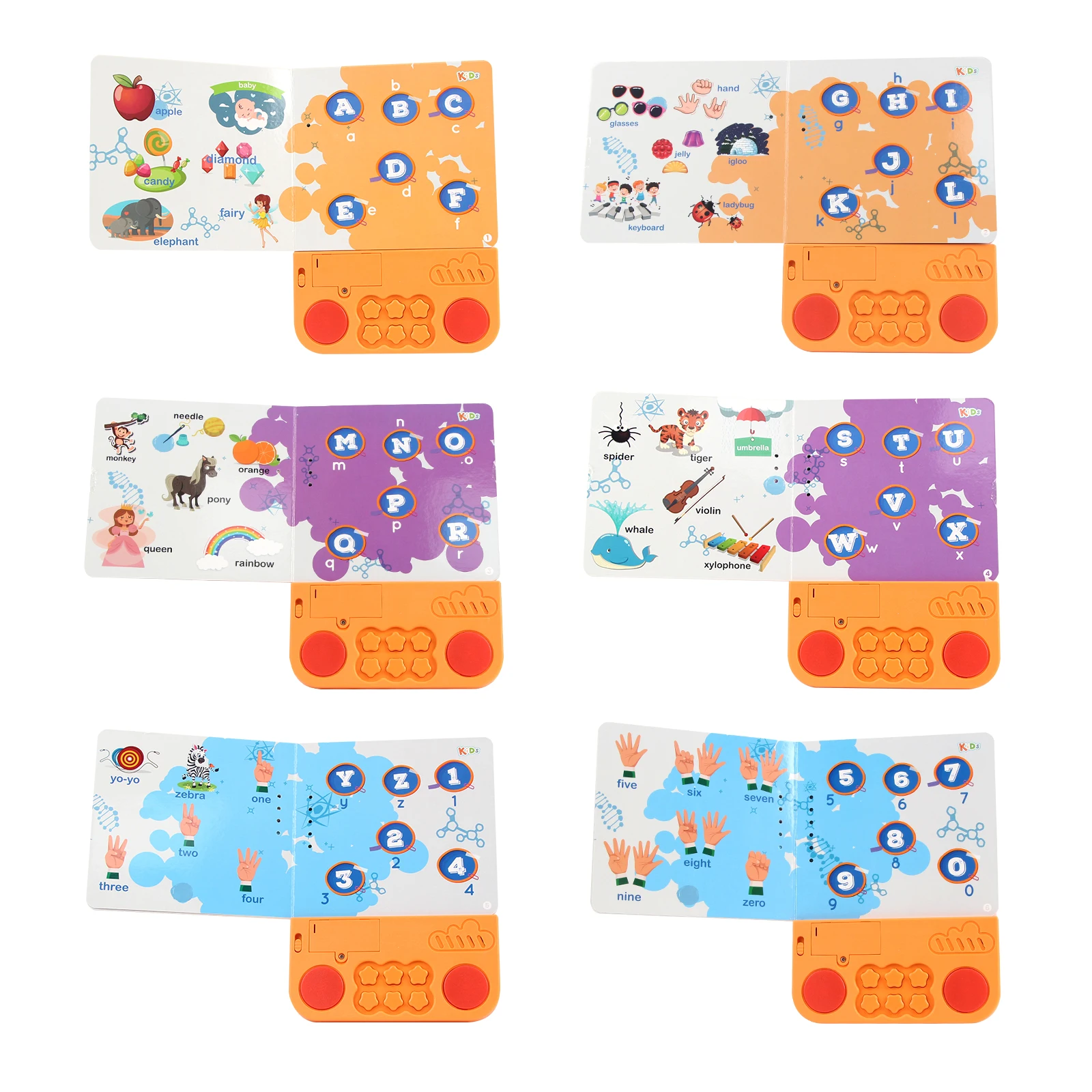 Kids Electronic Audio Books with Melody & Lights Drum Sounds Animals Cognitive Books Interactive Pre-school Educational Toys