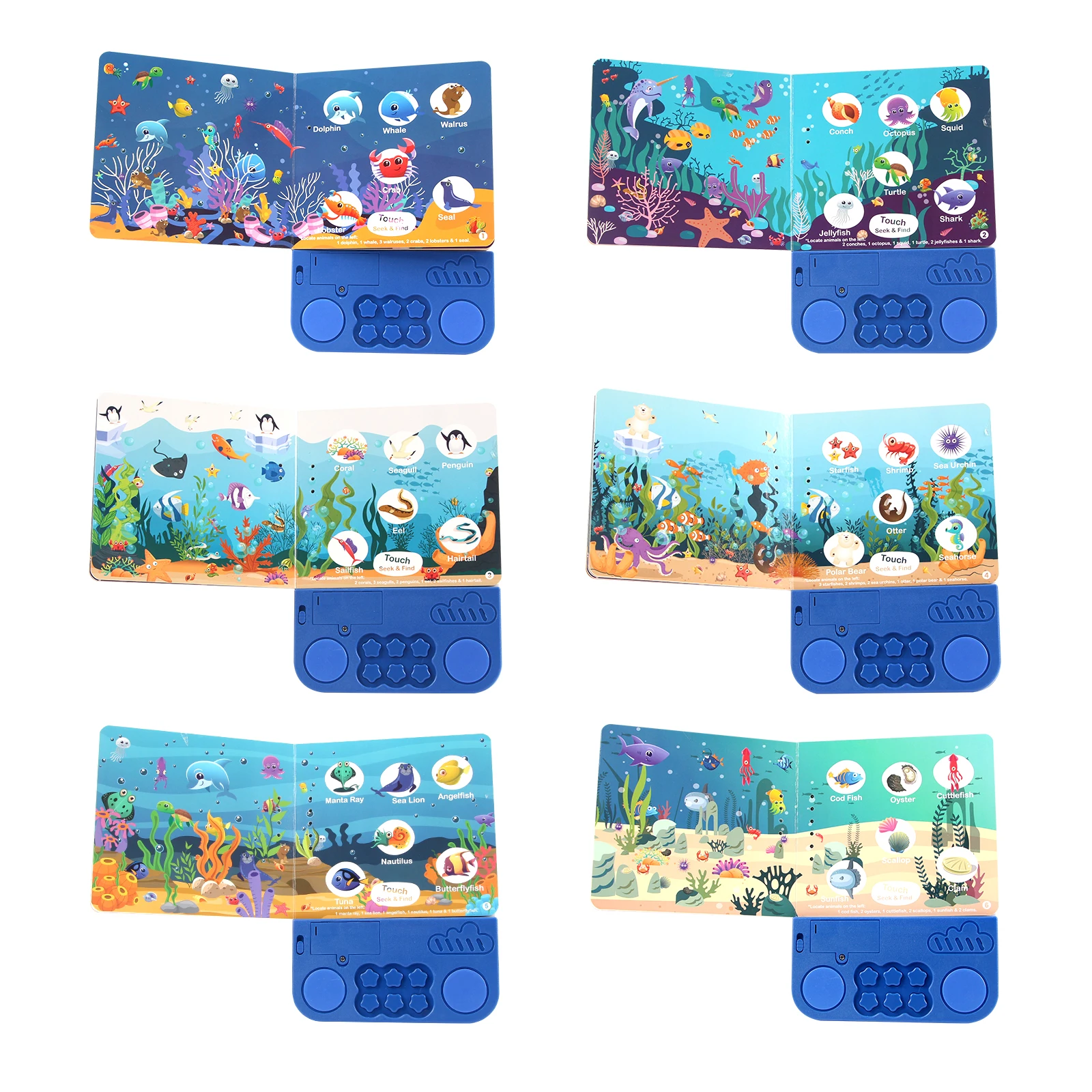 Kids Electronic Audio Books with Melody & Lights Drum Sounds Animals Cognitive Books Interactive Pre-school Educational Toys