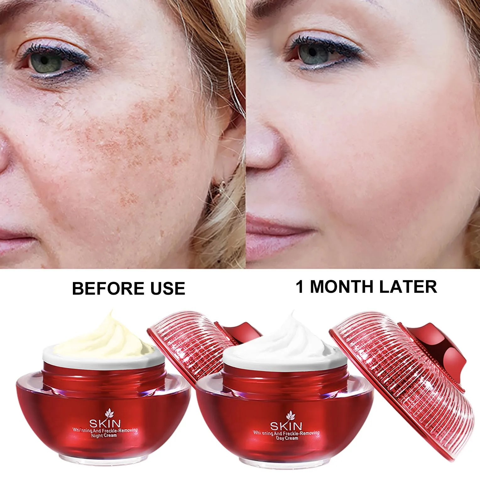AILKE Whitening Face Care Set, With Hyaluronic Acid, Reduce Freckles, Melanin, Dark Spots, Even Skin Tone, For All Skin Types