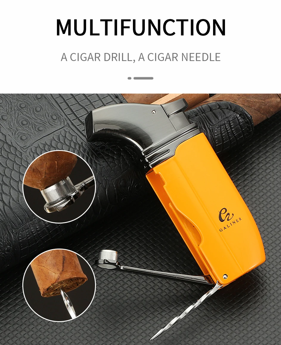 GALINER Puro Travel Ashtray Home Torch Jet Flame Cigar Lighter Smoking Accessories Tobacco Cigar Cutter Charuto Gadgets