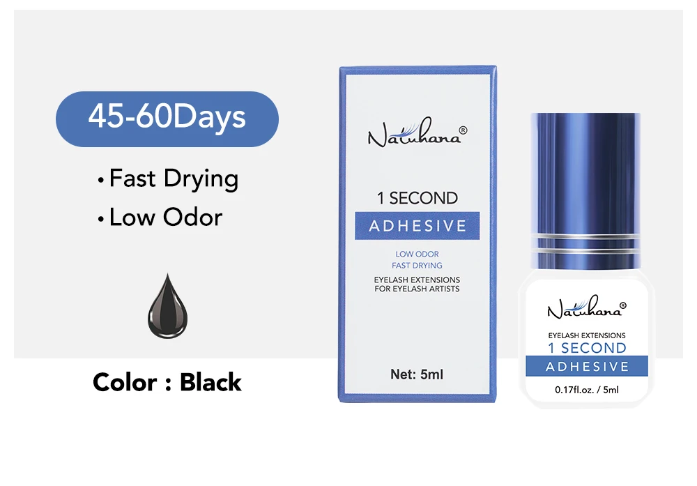 NATUHANA 5ml Eyelash Glue Professional 0.5S Fast Drying Lashes Adhesive Long Lasting Glue for Eyelases Extension