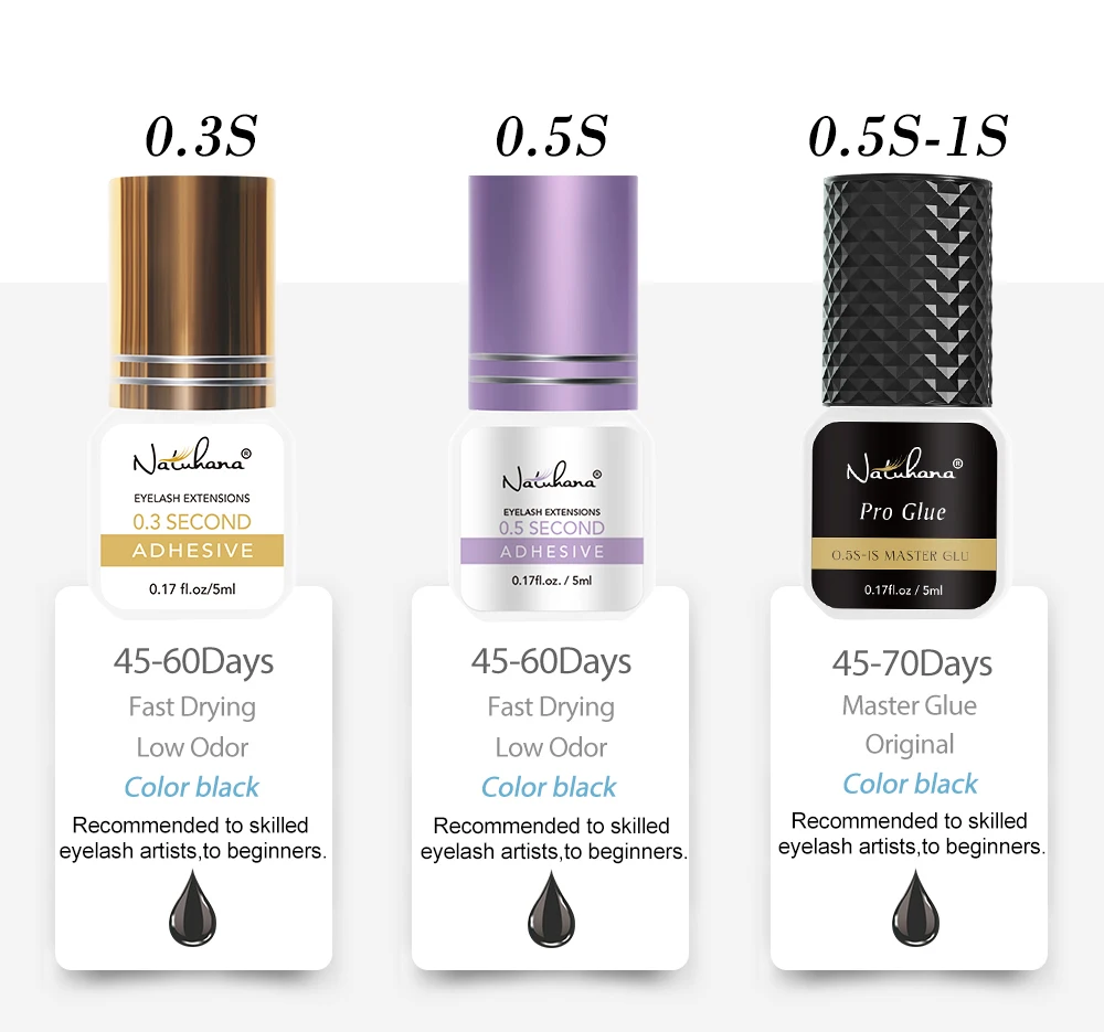 NATUHANA 5ml Eyelash Glue Professional 0.5S Fast Drying Lashes Adhesive Long Lasting Glue for Eyelases Extension
