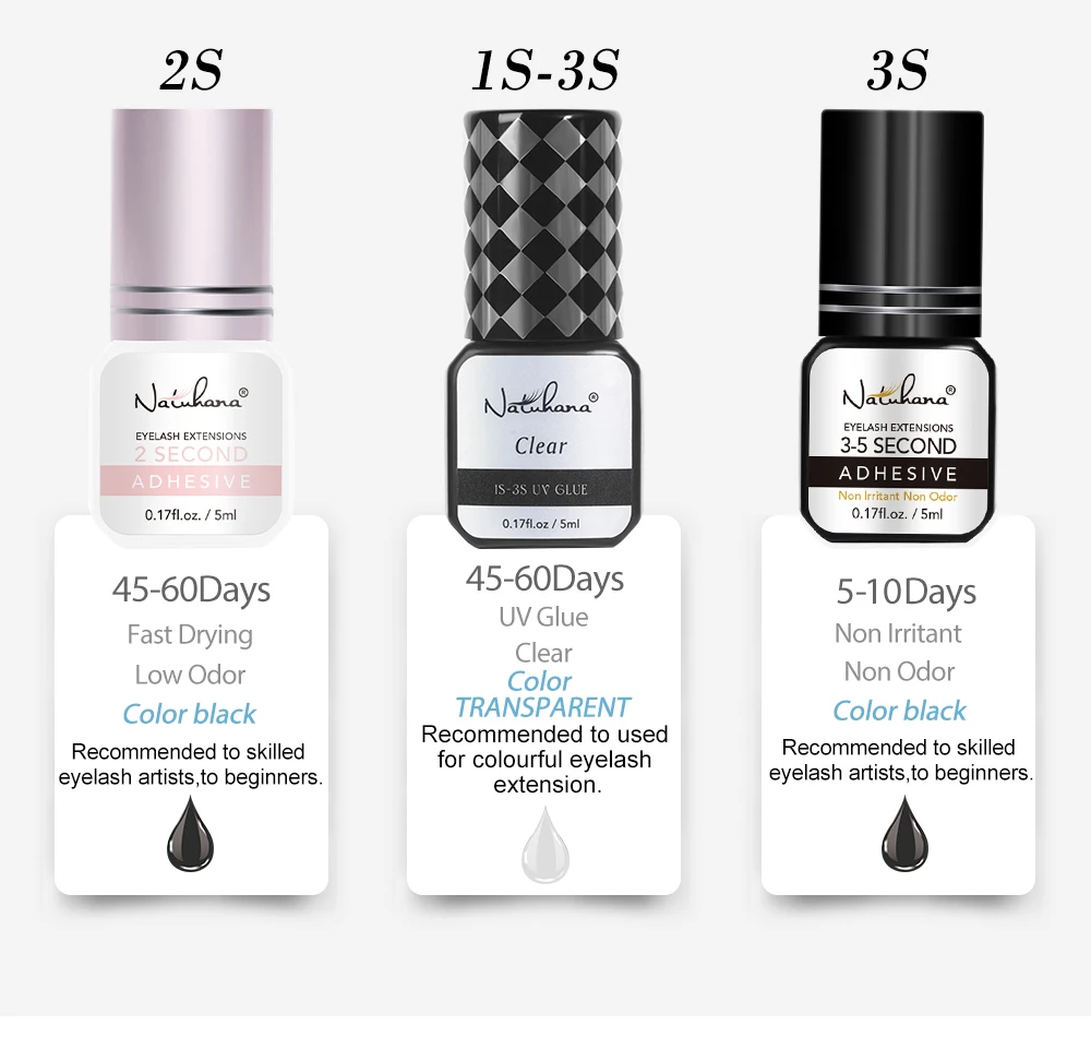 NATUHANA 5ml Eyelash Glue Professional 0.5S Fast Drying Lashes Adhesive Long Lasting Glue for Eyelases Extension