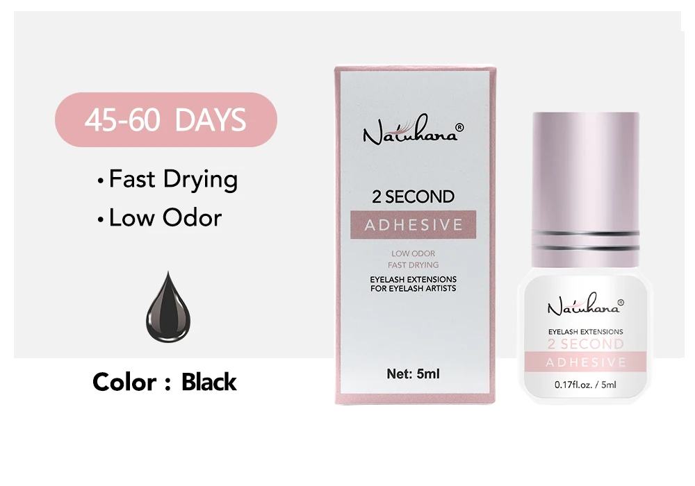 NATUHANA 5ml Eyelash Glue Professional 0.5S Fast Drying Lashes Adhesive Long Lasting Glue for Eyelases Extension