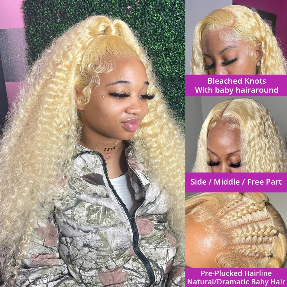613 Blonde Lace Front Wig 13X6 Hd Lace Frontal Wig Curly Lace Front Human Hair Wig 13X4 Deep Wave Frontal Wigs For Women
