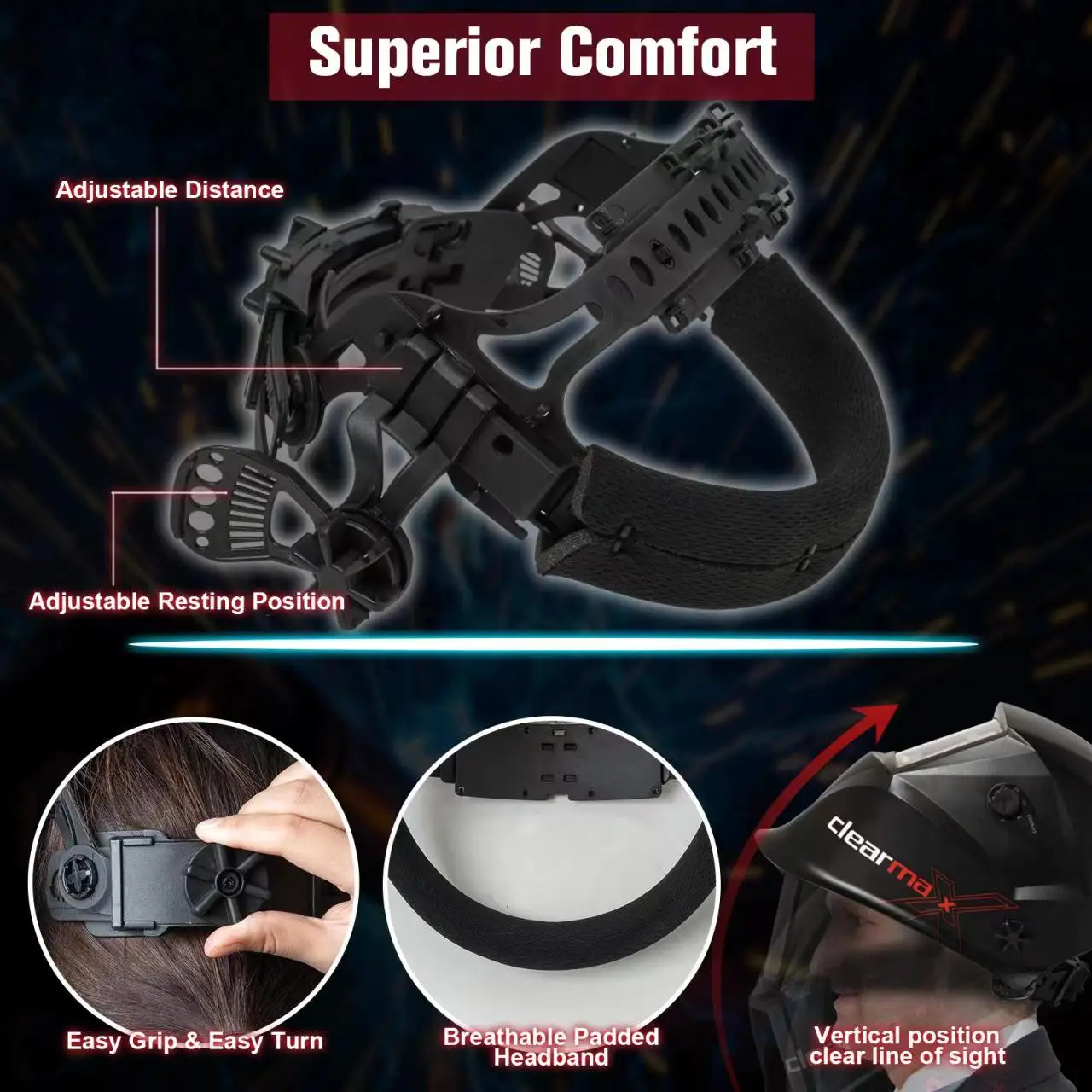 ARCCAPTAIN Welding Helmet Welder Mask Chameleon Large View True Color Solar Power Auto Darkening Welding For Arc Weld Grind Cut