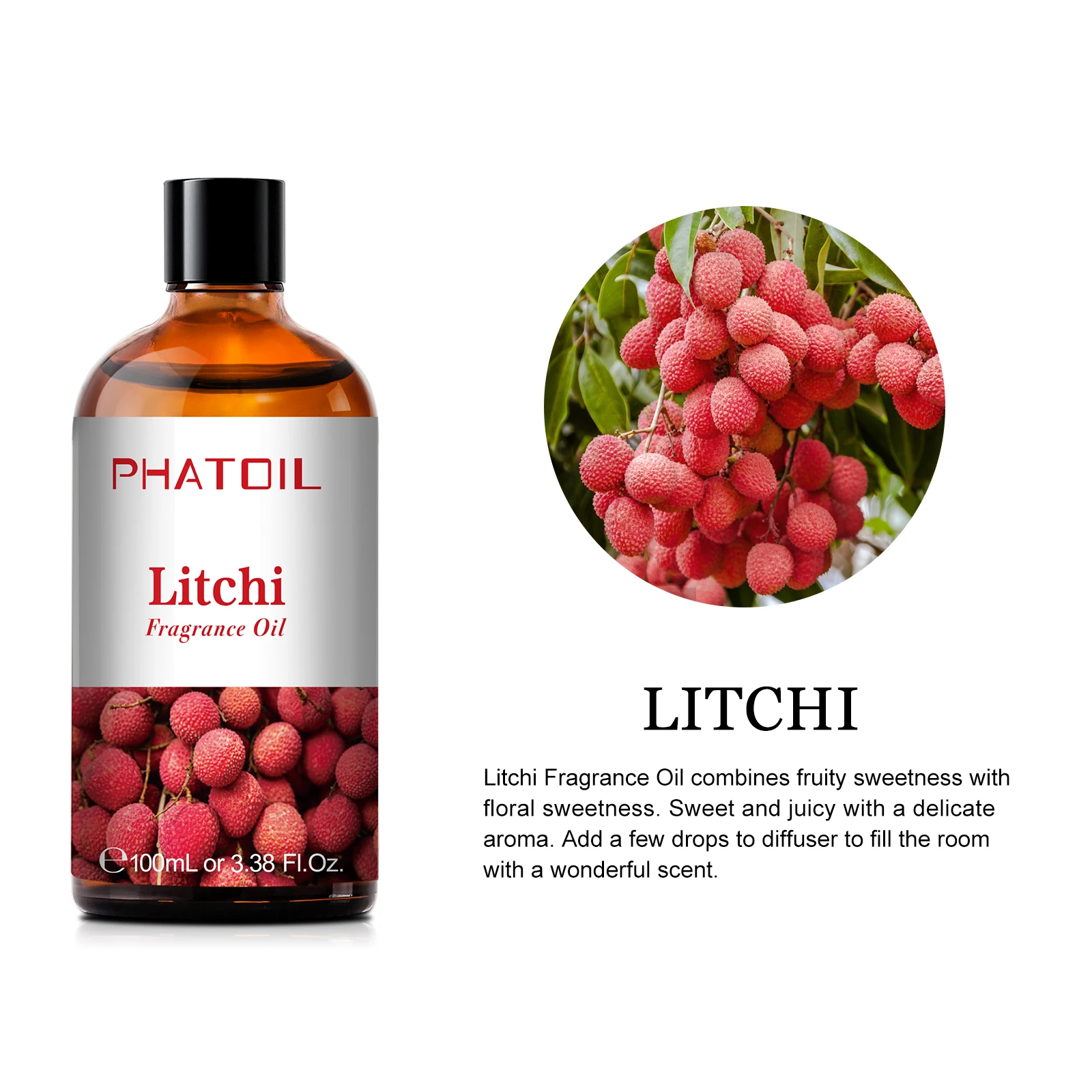 PHATOIL 100ml Coconut & Vanilla Fragrance Oils for Candles Soap Making DIY Aroma Peach Lime Strawberry Mango Cherry Watermelon