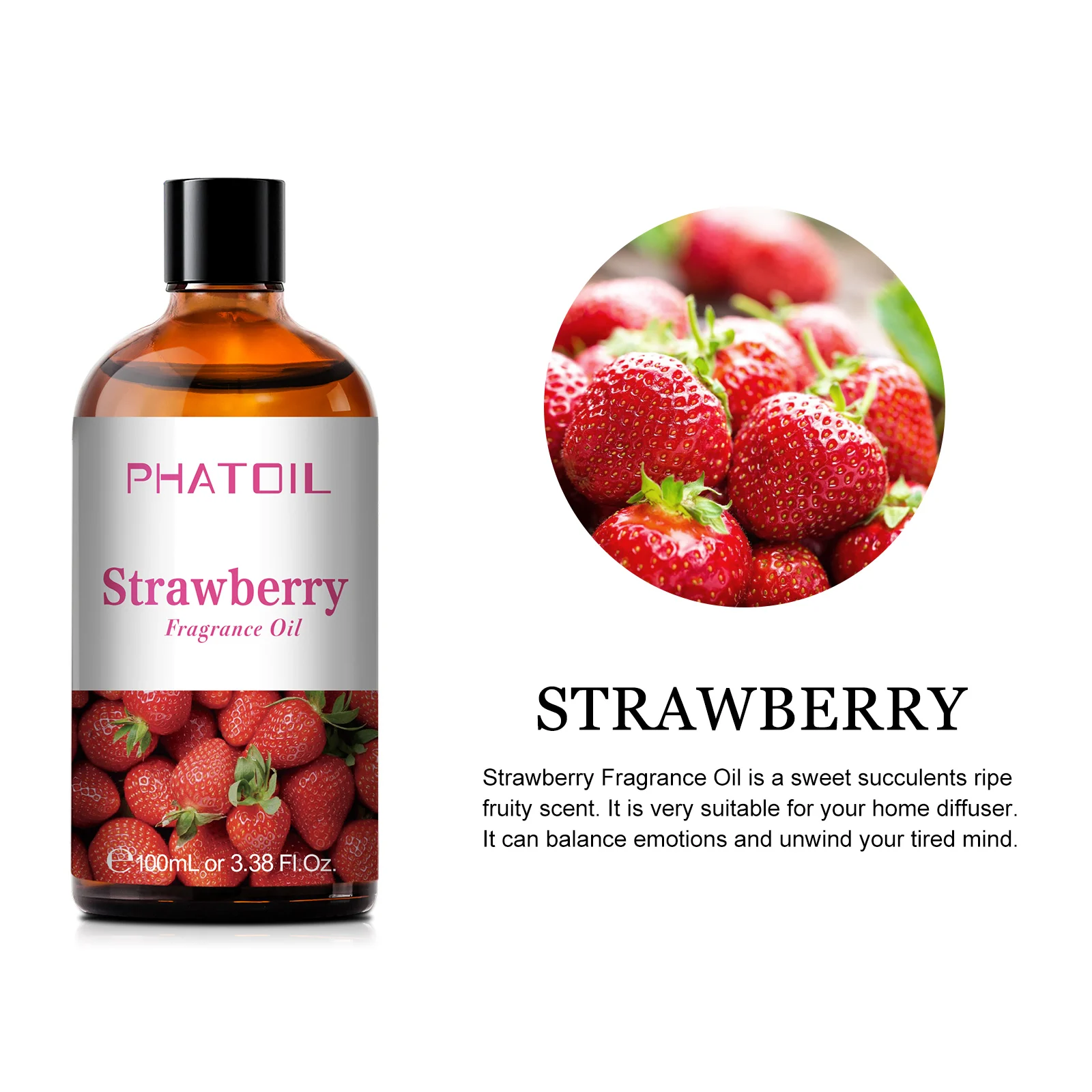 PHATOIL 100ml Coconut & Vanilla Fragrance Oils for Candles Soap Making DIY Aroma Peach Lime Strawberry Mango Cherry Watermelon