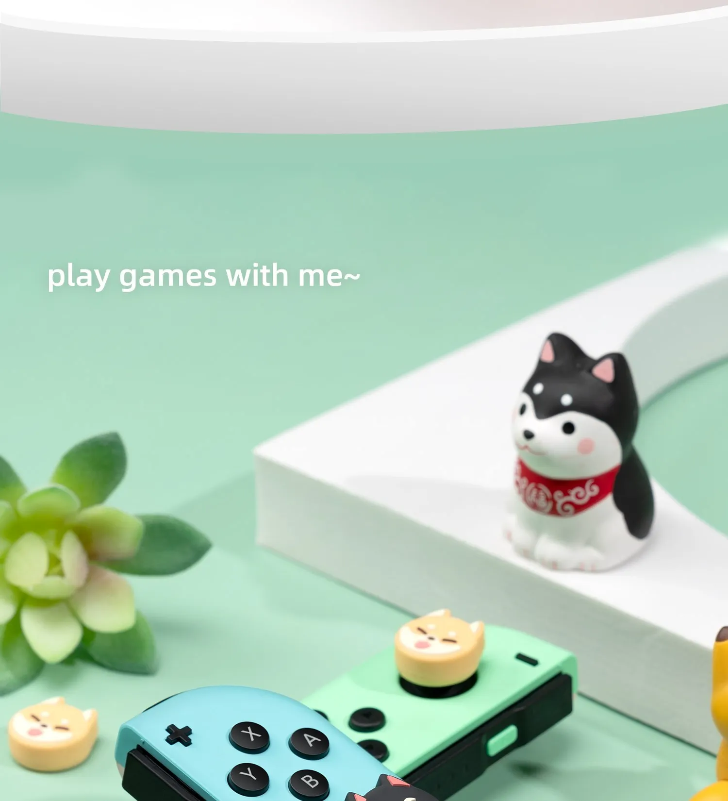 GeekShare Thumb Grips Caps Shiba Inu Silicone NS OLED Handle Rocker Protective Cover for Nintendo Switch Lite Joystick Caps