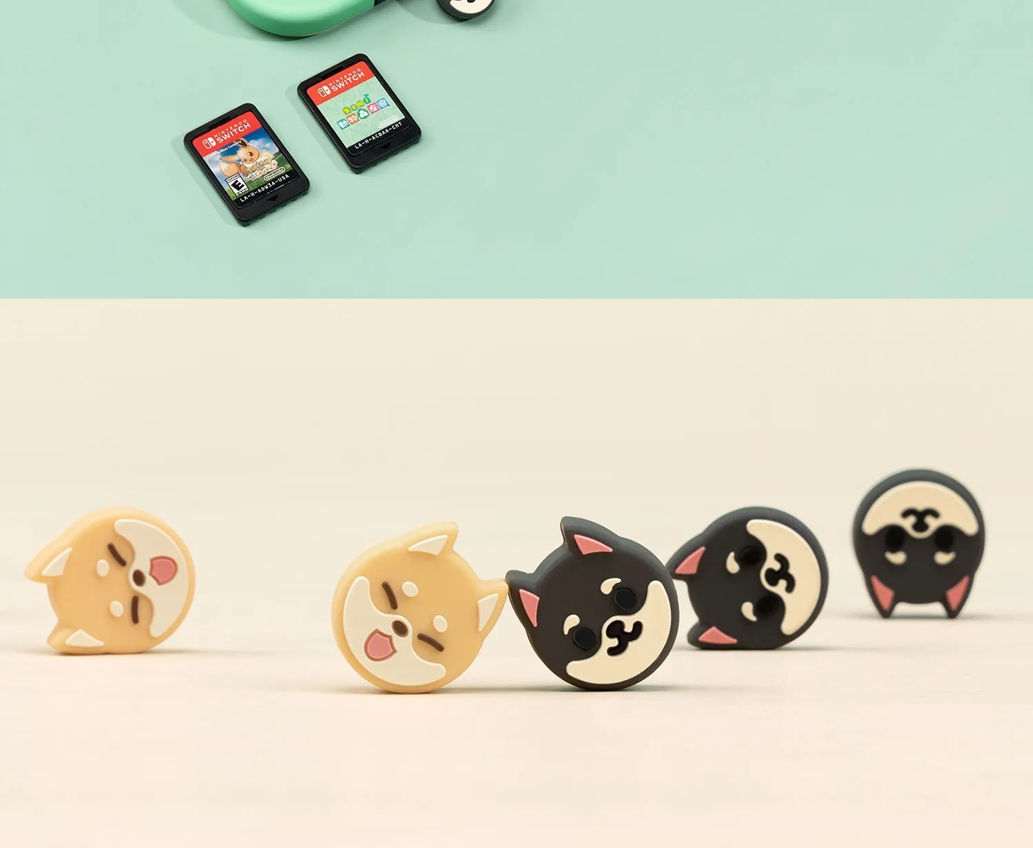 GeekShare Thumb Grips Caps Shiba Inu Silicone NS OLED Handle Rocker Protective Cover for Nintendo Switch Lite Joystick Caps