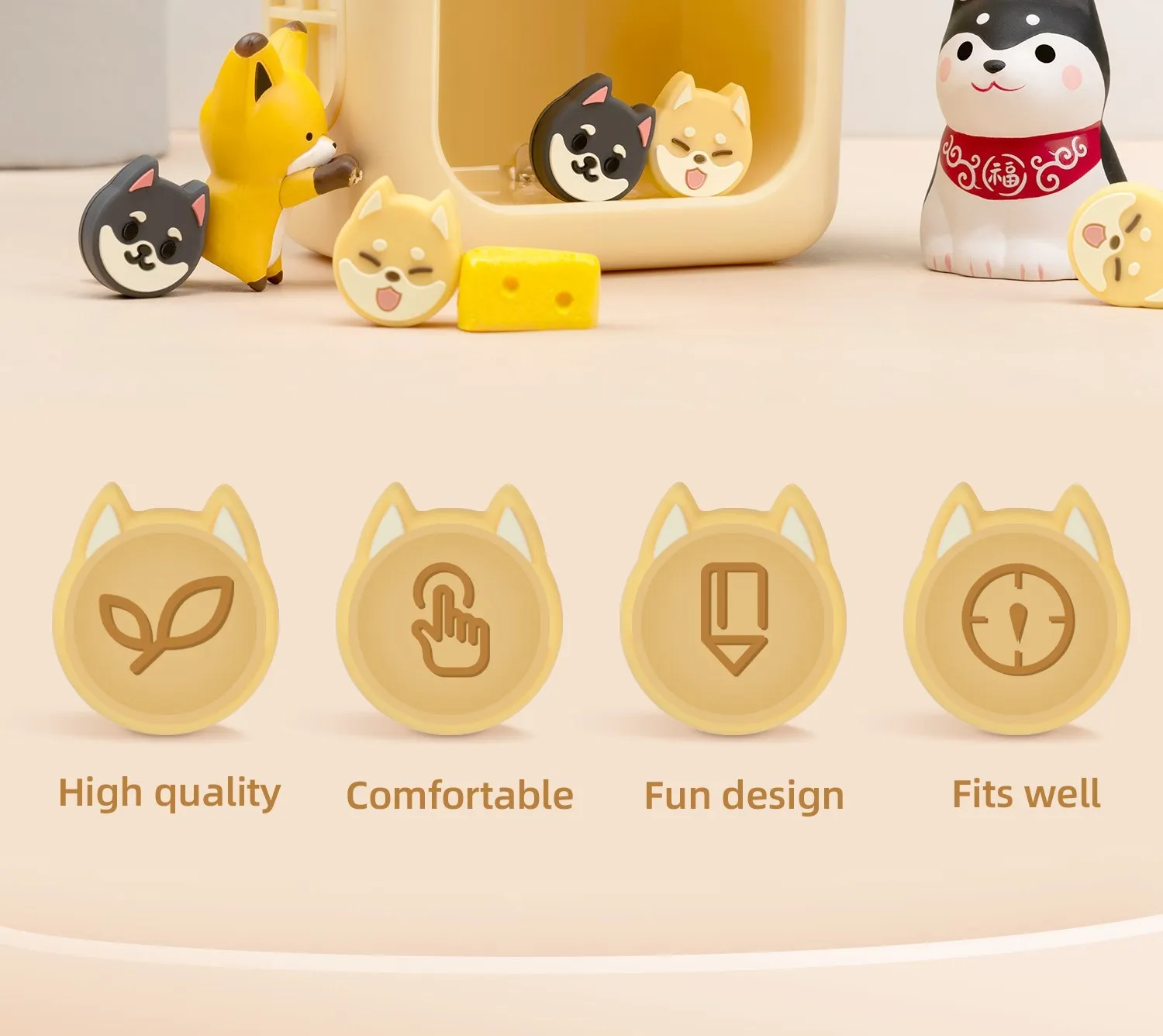 GeekShare Thumb Grips Caps Shiba Inu Silicone NS OLED Handle Rocker Protective Cover for Nintendo Switch Lite Joystick Caps