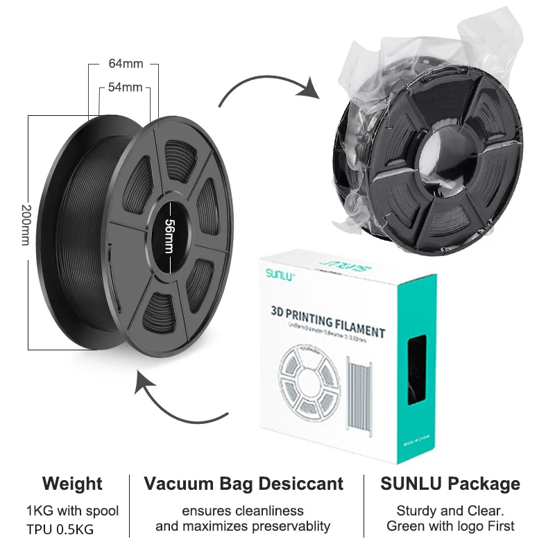 SUNLU PLA 3D Filament 1KG 1.75MM +/-0.02MM No Bubble Arranged Neatly Non-Toxtic Odorlessr Vacuum Packaging PLAPLUS Marble