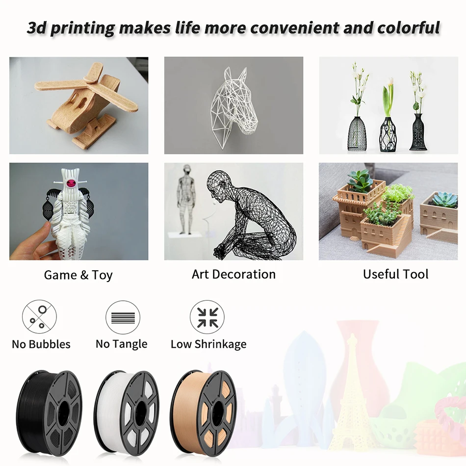SUNLU PLA 3D Filament 1KG 1.75MM +/-0.02MM No Bubble Arranged Neatly Non-Toxtic Odorlessr Vacuum Packaging PLAPLUS Marble