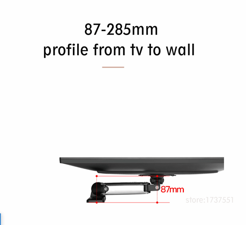 NB F120 17-27' Aluminum GS Gas Spring 360 Rotate Full Motion TV Wall Mount Bracket LCD Monitor Wall Mount Stand Screen Holder