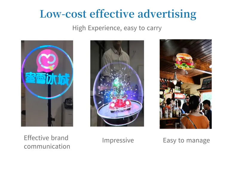 PD42 3D Fan Hologram Projector Holographic Fan Logo Commercial Advertising Light Led Display Remote Player Support Images Video