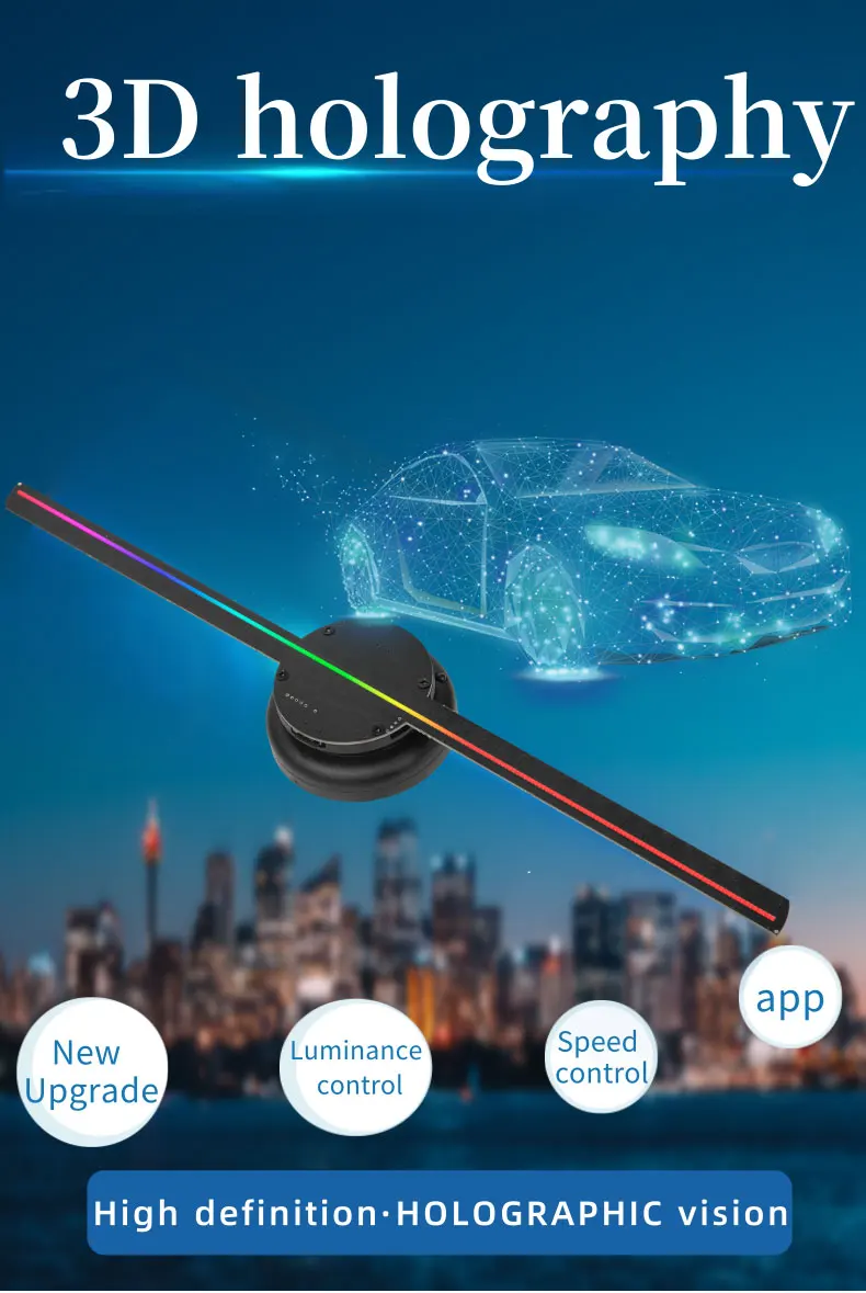 PD42 3D Fan Hologram Projector Holographic Fan Logo Commercial Advertising Light Led Display Remote Player Support Images Video