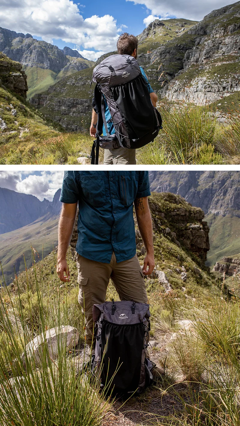 Naturehike Men's Backpack 40L Climbing Backpack Travel Shoulder Bag Fishing Trekking Rucksack Camping Hiking Backpack with Cover