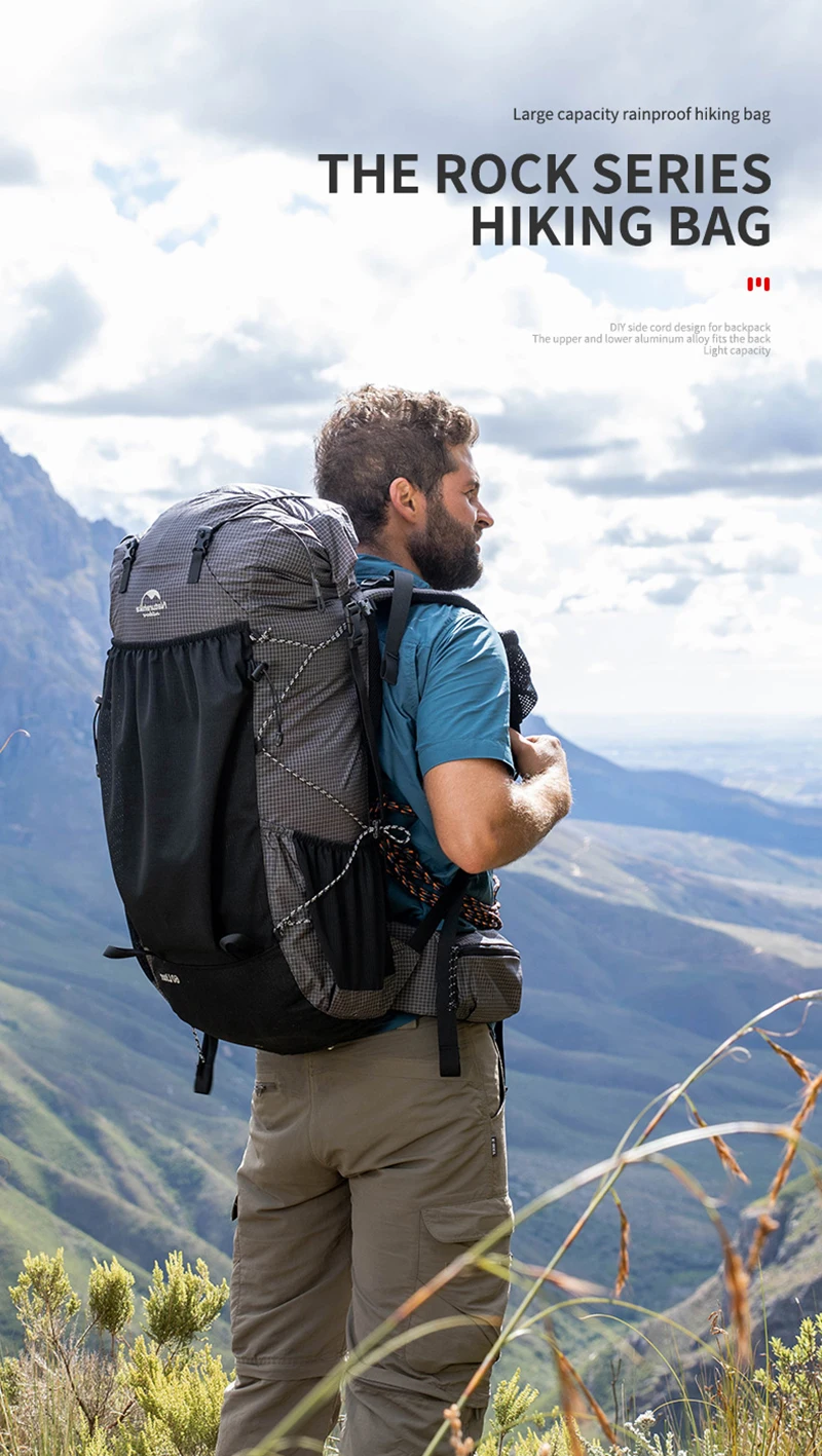 Naturehike Men's Backpack 40L Climbing Backpack Travel Shoulder Bag Fishing Trekking Rucksack Camping Hiking Backpack with Cover