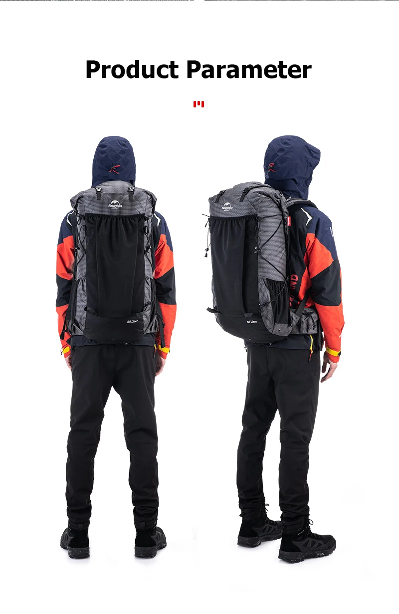 Naturehike Men's Backpack 40L Climbing Backpack Travel Shoulder Bag Fishing Trekking Rucksack Camping Hiking Backpack with Cover