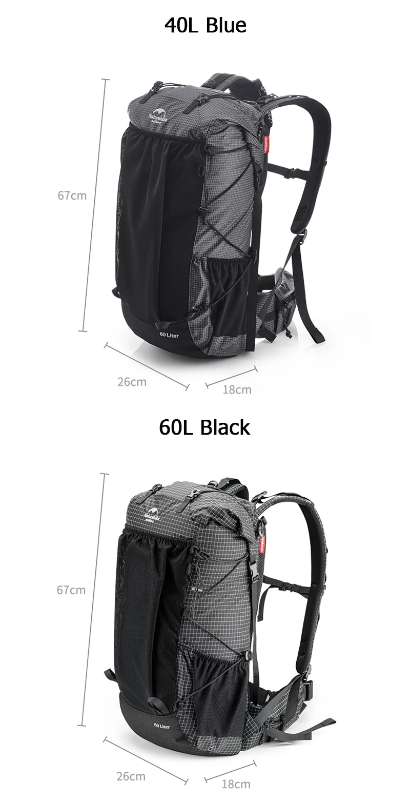 Naturehike Men's Backpack 40L Climbing Backpack Travel Shoulder Bag Fishing Trekking Rucksack Camping Hiking Backpack with Cover