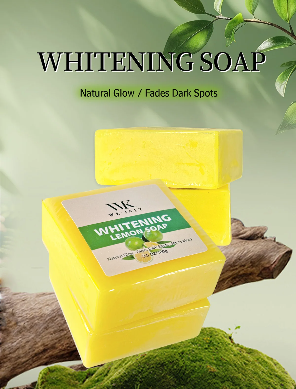 WK JALY Lemon Brightening Soap, Anti Acne, Remove Dark Spots, Cleansing Soap For Face Body, Improve Uneven Skin Tone for Women