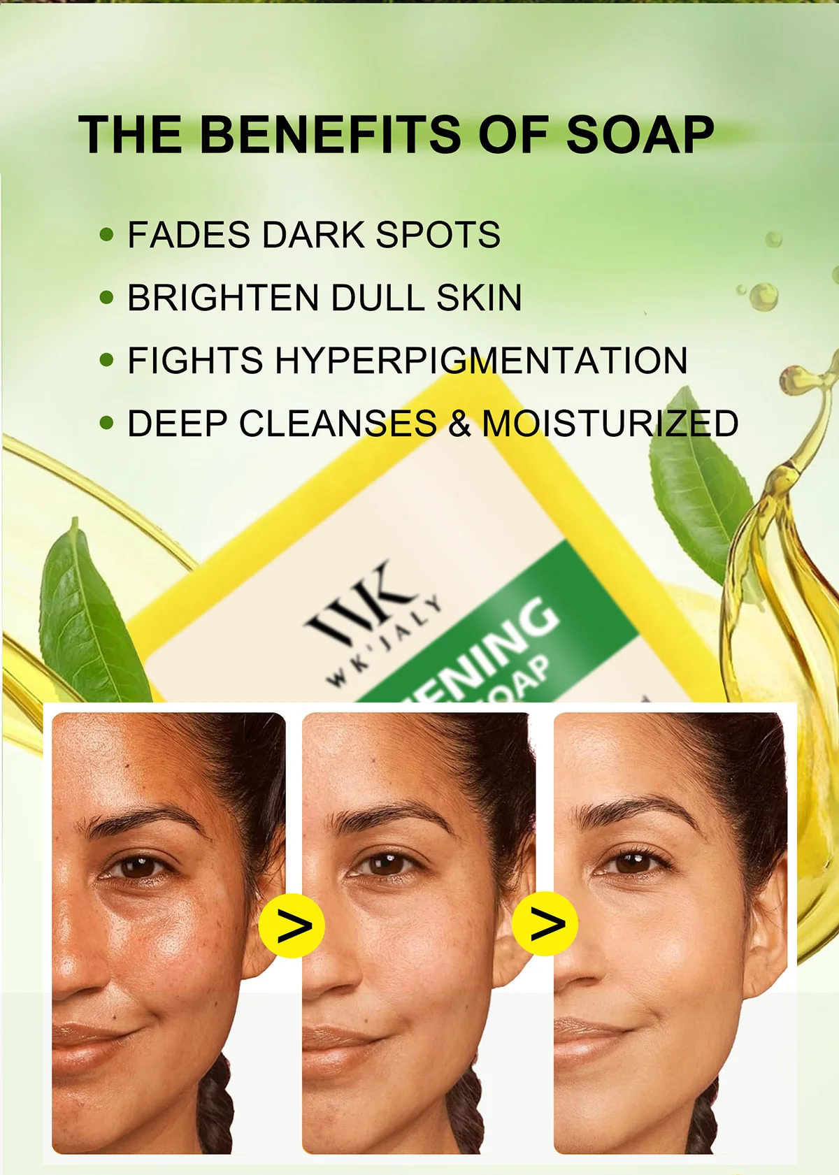 WK JALY Lemon Brightening Soap, Anti Acne, Remove Dark Spots, Cleansing Soap For Face Body, Improve Uneven Skin Tone for Women