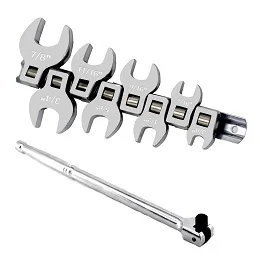 8Pcs 3/8 Inch Drive Crowfoot Wrench Set 10 to 22mm Metric/SAE Imperial Chrome Plated Crow Foot Open End Spanner Brake Wrenches