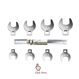 8Pcs 3/8 Inch Drive Crowfoot Wrench Set 10 to 22mm Metric/SAE Imperial Chrome Plated Crow Foot Open End Spanner Brake Wrenches