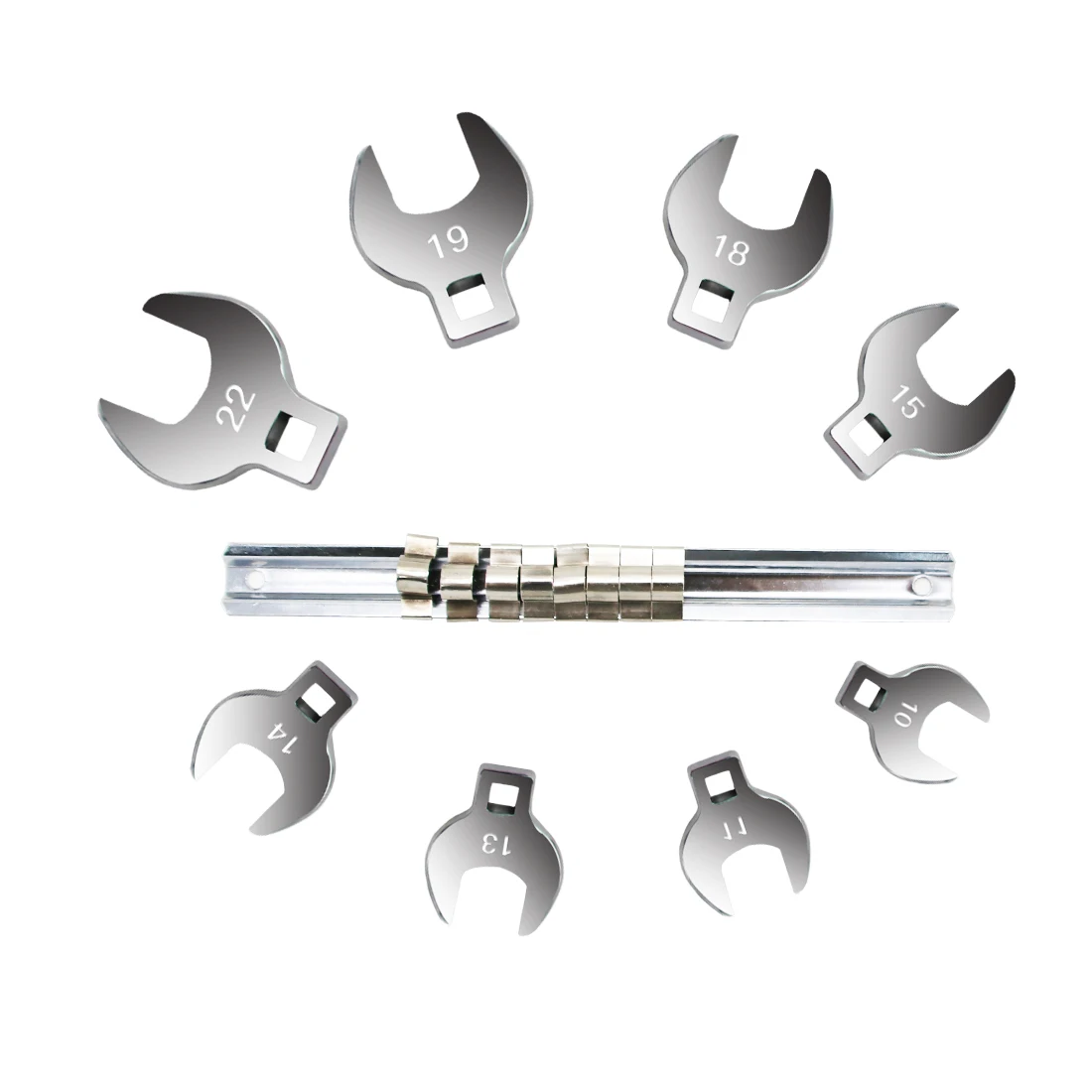 8Pcs 3/8 Inch Drive Crowfoot Wrench Set 10 to 22mm Metric/SAE Imperial Chrome Plated Crow Foot Open End Spanner Brake Wrenches