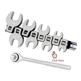 8Pcs 3/8 Inch Drive Crowfoot Wrench Set 10 to 22mm Metric/SAE Imperial Chrome Plated Crow Foot Open End Spanner Brake Wrenches