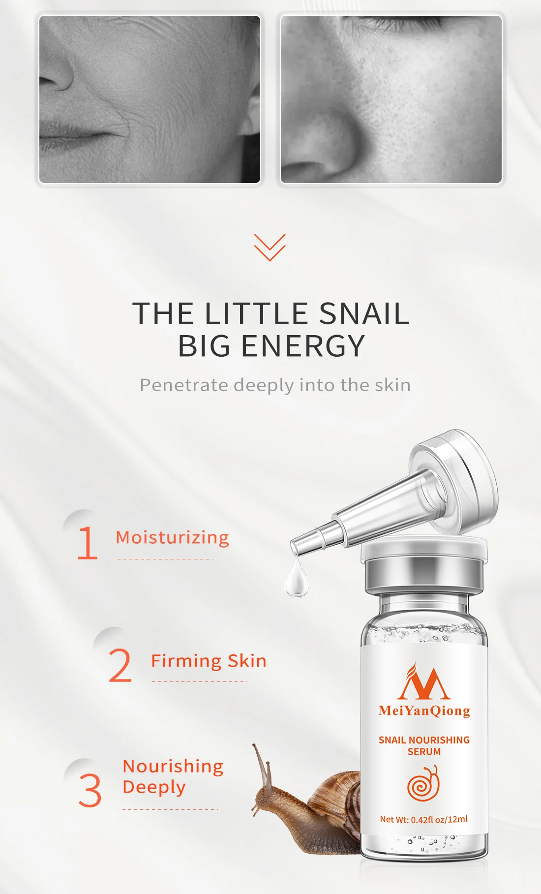 Pore Ampoule Snail 100% Essence Hyaluronic Acid Shrink Pores Original Solution Moisturizing Essence Rejuvenating Essence