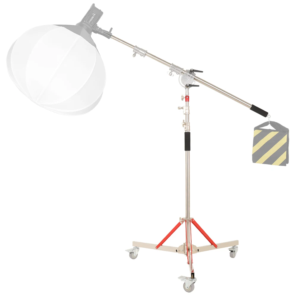 119-320cm Adjustable Heavy Duty Stainless Steel Photography C-Stand Base With Wheels Suitable For Mobile Shooting In Photography