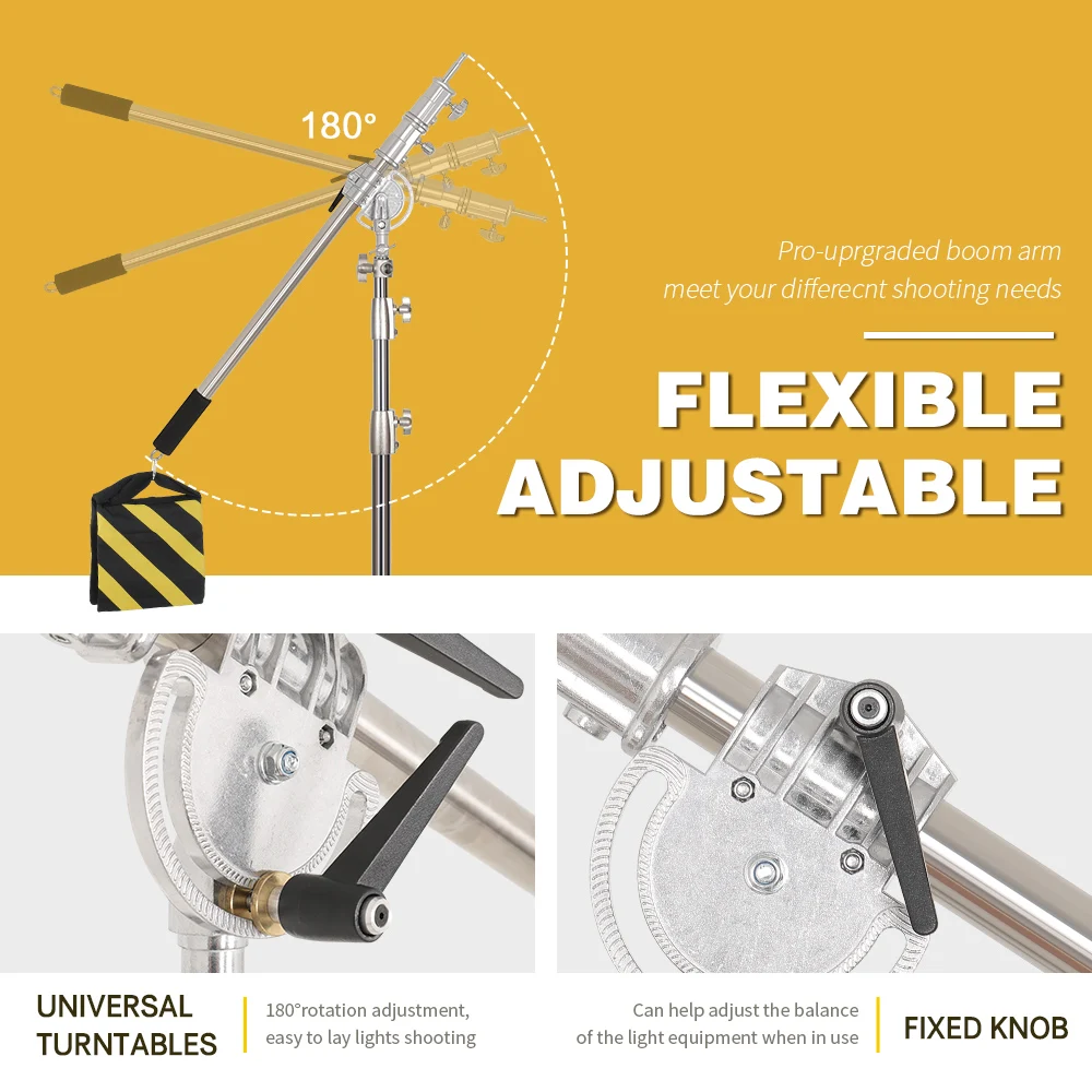 119-320cm Adjustable Heavy Duty Stainless Steel Photography C-Stand Base With Wheels Suitable For Mobile Shooting In Photography