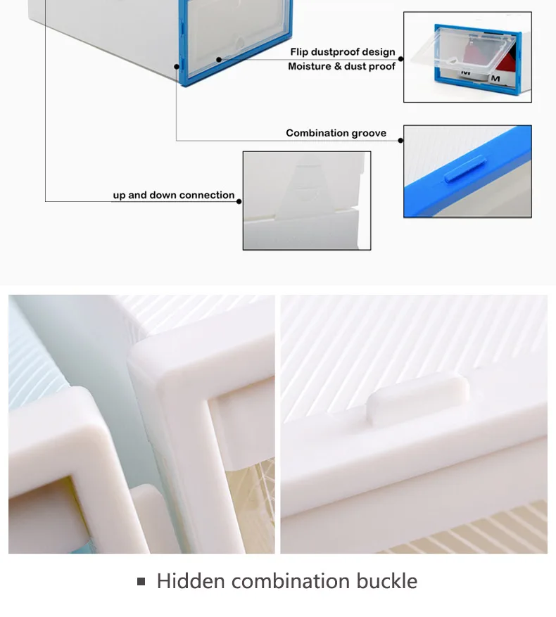 6pcs Transparent Shoe Box Shoes Organizers Plastic Thickened Foldable Dustproof Storage Box Stackable Combined Shoe Cabinet Sale