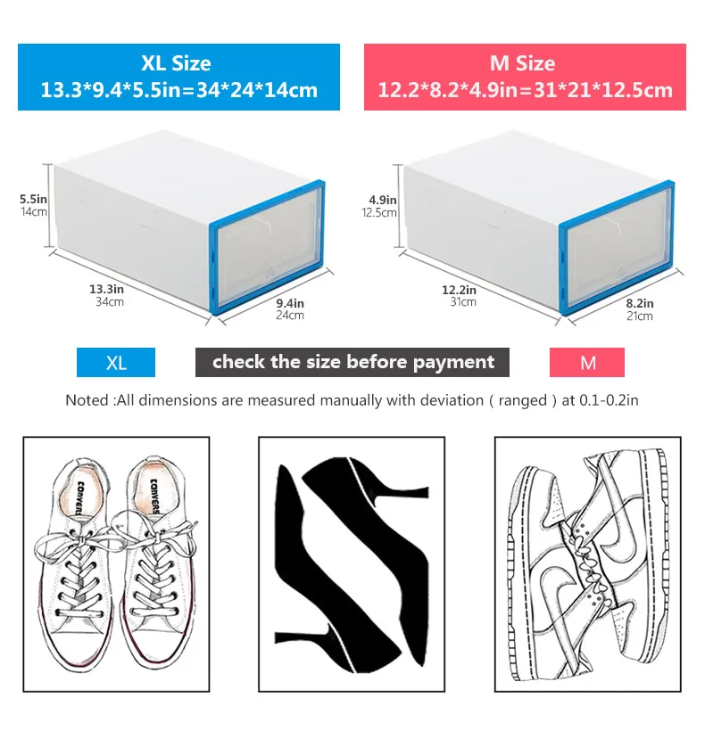 6pcs Transparent Shoe Box Shoes Organizers Plastic Thickened Foldable Dustproof Storage Box Stackable Combined Shoe Cabinet Sale