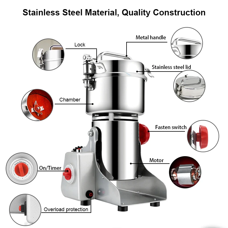 BioloMix 800g 700g Grains Spices Herbals Cereals Coffee Dry Food Grinder Mill Grinding Machine Gristmill Flour Powder Crusher