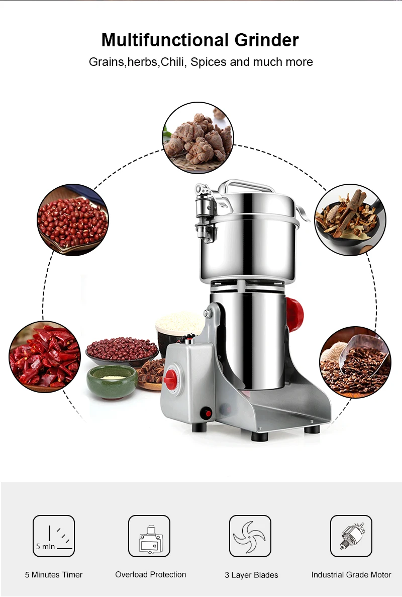 BioloMix 800g 700g Grains Spices Herbals Cereals Coffee Dry Food Grinder Mill Grinding Machine Gristmill Flour Powder Crusher
