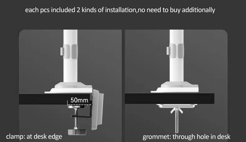 NB NEW H100 22-35' Monitor Holder Arm Gas Spring Full Motion LCD TV Mount 2-12kg Dual Arm Clamp Bracket