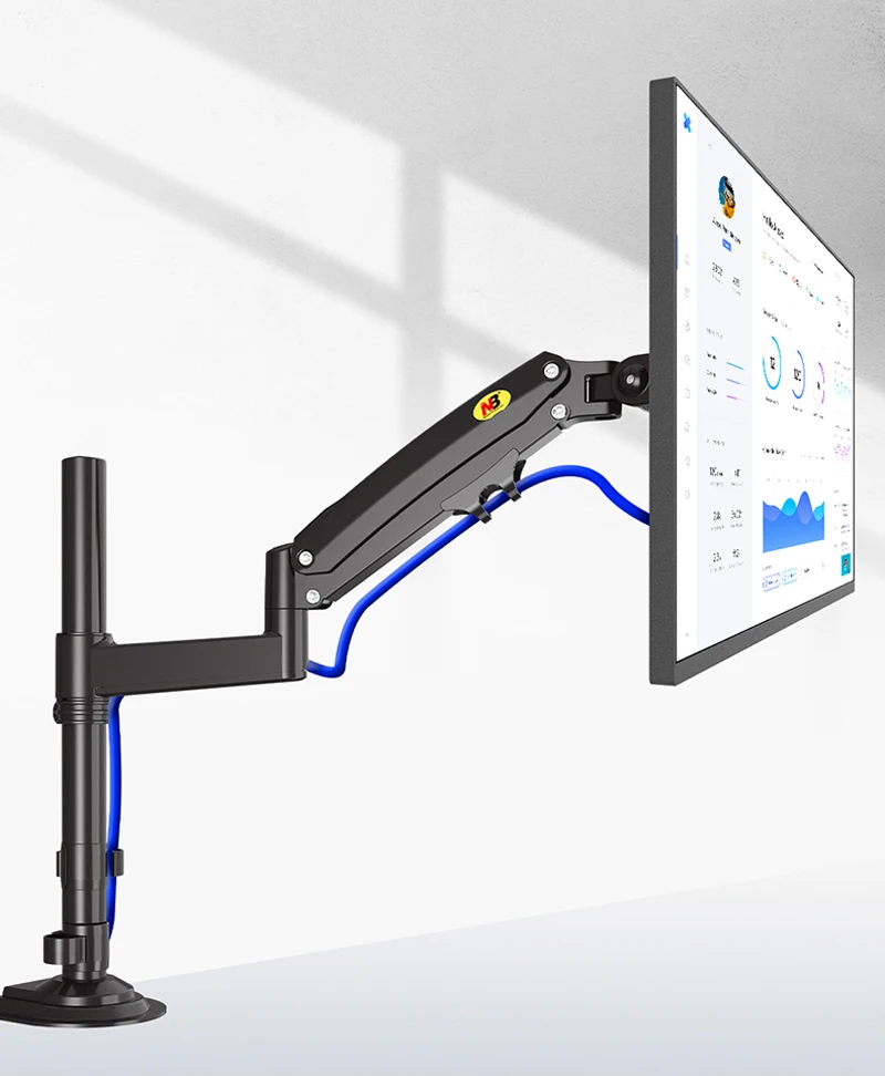 NB NEW H100 22-35' Monitor Holder Arm Gas Spring Full Motion LCD TV Mount 2-12kg Dual Arm Clamp Bracket