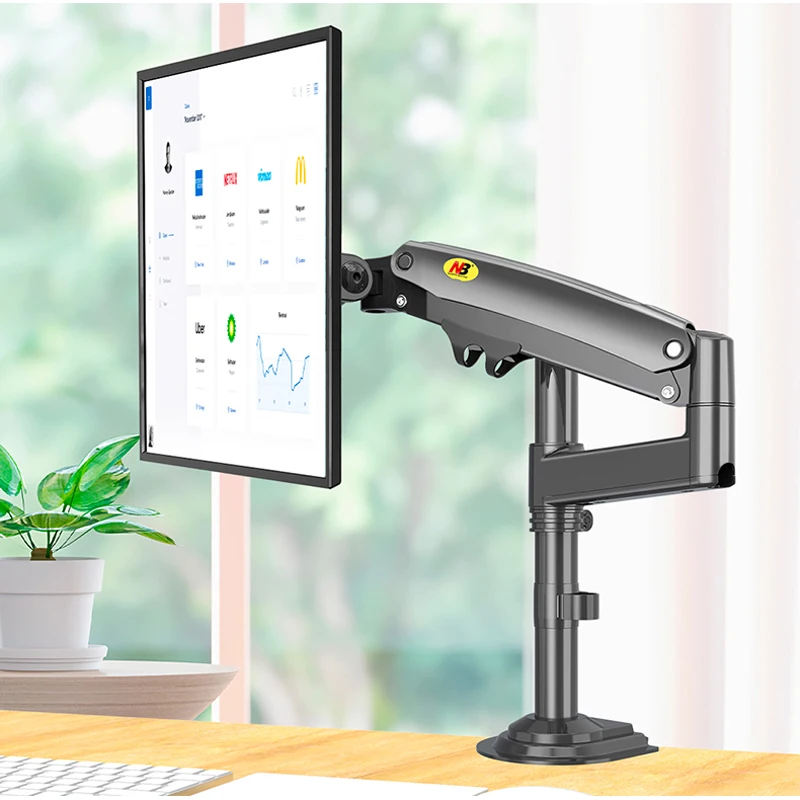 NB NEW H100 22-35' Monitor Holder Arm Gas Spring Full Motion LCD TV Mount 2-12kg Dual Arm Clamp Bracket