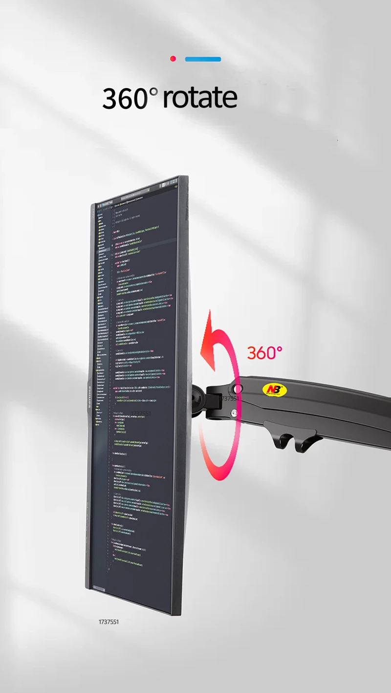 NB NEW H100 22-35' Monitor Holder Arm Gas Spring Full Motion LCD TV Mount 2-12kg Dual Arm Clamp Bracket