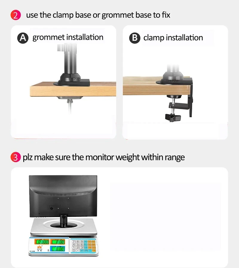 NB NEW H100 22-35' Monitor Holder Arm Gas Spring Full Motion LCD TV Mount 2-12kg Dual Arm Clamp Bracket